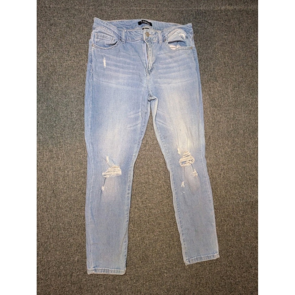 D. Jeans Women's Denim Jeans Mid Rise Blue Slim Straight Distressed Jeans Sz 8‎